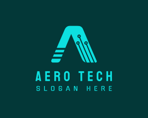 Tech Circuit Letter A  logo design