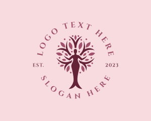 Girl - Woman Tree Wellness logo design