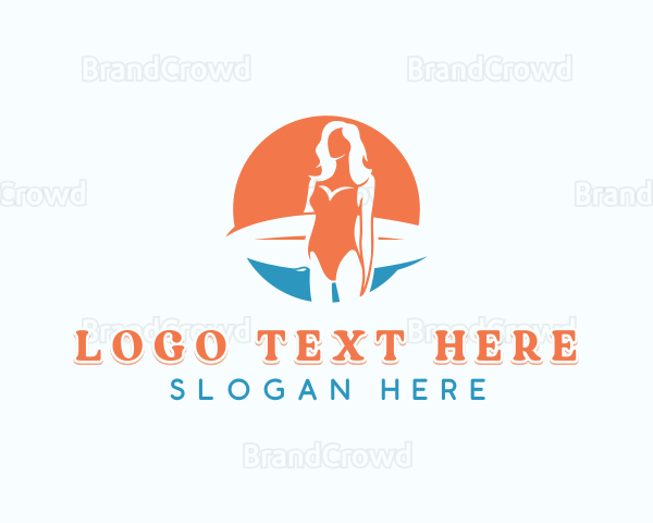 Female Surfing Beachwear Logo