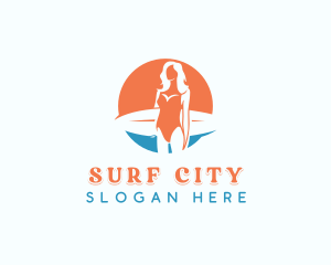 Female Surfing Beachwear logo design