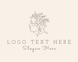 Floral Hair Woman  logo design