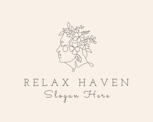 Floral Hair Woman  logo design