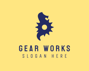 Mechanical Gear Seahorse  logo design