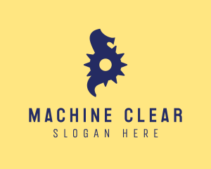 Mechanical Gear Seahorse  logo design