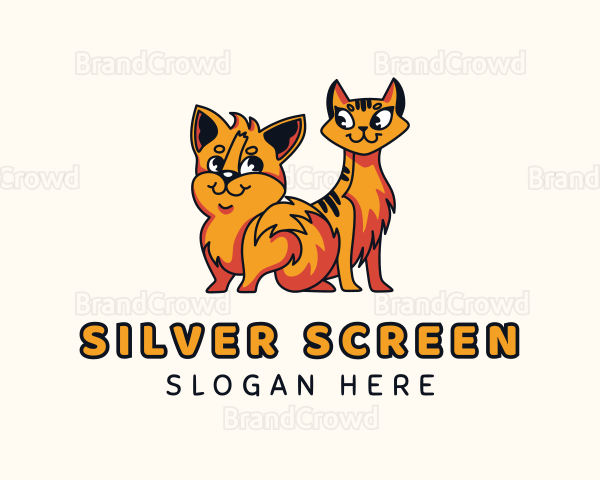 Puppy Kitten Cartoon Logo