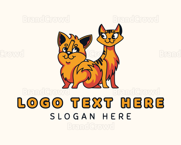 Puppy Kitten Cartoon Logo