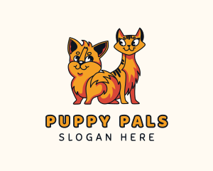 Puppy Kitten Cartoon logo design