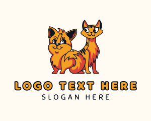 Puppy Kitten Cartoon Logo