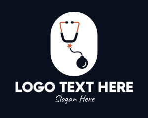 Auscultation - Bomb Medical Stethoscope logo design