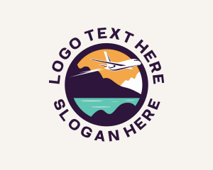 Vacation - Tropical Island Airplane logo design