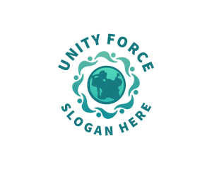 Alliance - People Globe Unity logo design