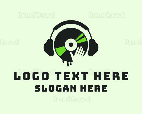 Headphones Music Disc Hand Logo