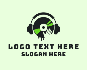 Music Writer - Headphones Music Disc Hand logo design