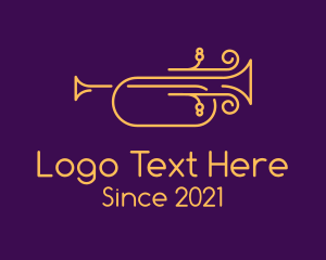 Instrument - Golden Minimalist Trumpet logo design