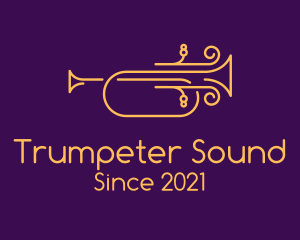 Trumpeter - Golden Minimalist Trumpet logo design