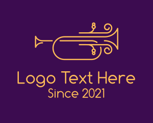 Jazz Music - Golden Minimalist Trumpet logo design