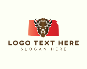 State Animal - Kansas American Bison logo design