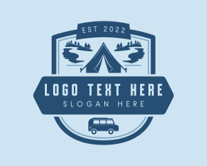 Wood - Blue Tent Camping logo design