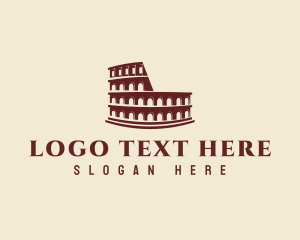 Tourist - Ancient Colosseum Architecture logo design