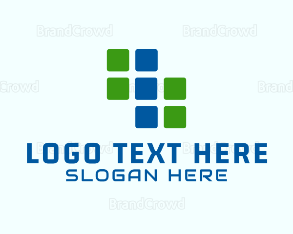 Digital Geometric Squares Logo