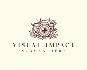 Image - Camera Photography Floral logo design