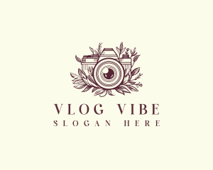 Vlogging - Camera Photography Floral logo design