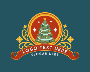 Sled - Holiday Christmas Tree logo design