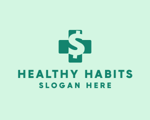 Dollar Sign Health Cross  logo design