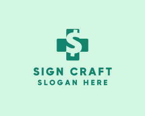 Sign - Dollar Sign Health Cross logo design