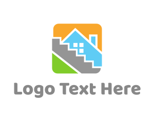 Stairs - House Tile Square logo design