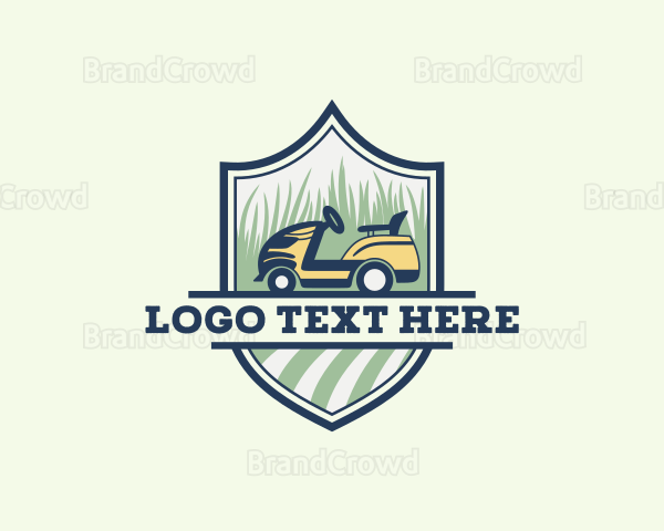 Grass Cutting Lawn Mower Logo