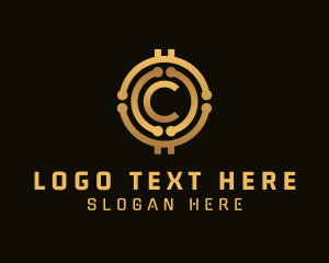 Gold Cryptocurrency Letter C Logo