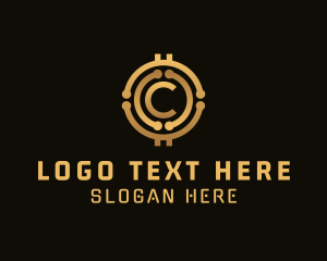 Financing - Gold Cryptocurrency Letter C logo design