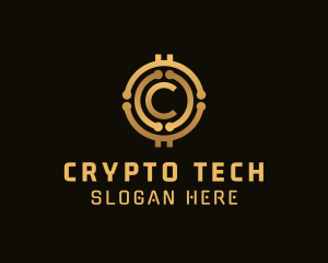 Gold Cryptocurrency Letter C logo design