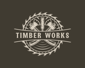 Sawmill - Axe Sawmill Carpentry logo design