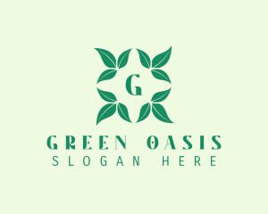 Green Organic Leaves Letter logo design