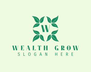 Green Organic Leaves Letter logo design