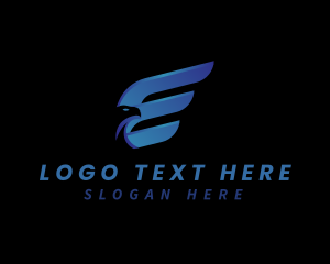 Streamer - Logistic Eagle Wing Letter E logo design