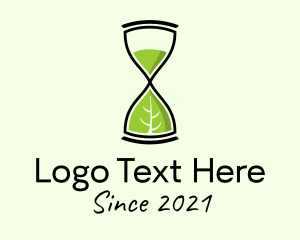 Clock - Nature Leaf Hourglass logo design