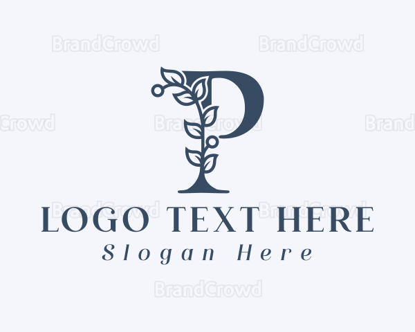 Feminine Floral Letter P Logo