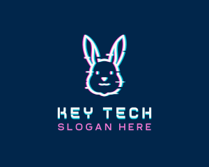 Tech Glitch Bunny logo design