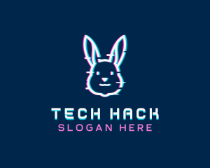 Tech Glitch Bunny logo design