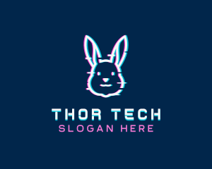 Tech Glitch Bunny logo design