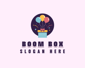 Gift Box Balloon logo design