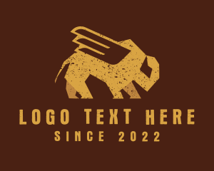 Ox - Gold Winged Bison logo design