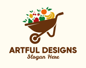 Healthy Fruit Wheelbarrow  logo design