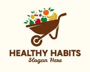 Healthy Fruit Wheelbarrow  logo design