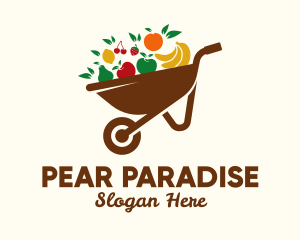 Pear - Healthy Fruit Wheelbarrow logo design