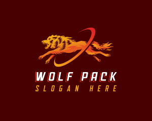 Blazing Fire Wolf logo design