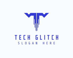 Digital Tech Letter T logo design